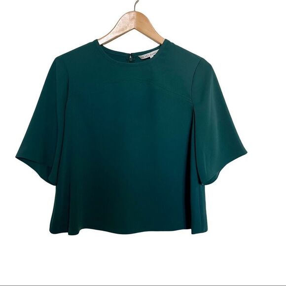 Rachel Roy Short Sleeve Cropped Top - Size M - Green - Picture 1 of 7